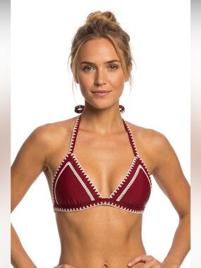 Bohemian Crochet Cranberry Bikini Top